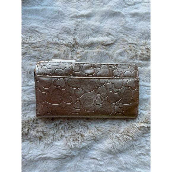 Bundle of 2 Girl's Wallets Cute Teen Youth Purple Gold Flowers Hearts 3D Stylish - Picture 5 of 9